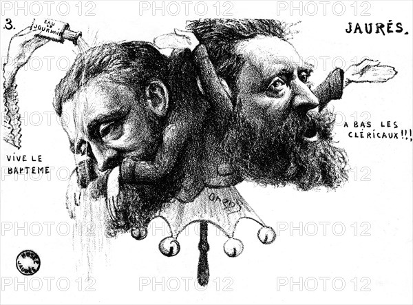 Two-faced Jean Jaurès: reference to the baptism of his two childs and his anticlerical position