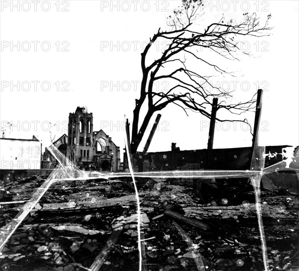 The devastated city of Hiroshima after the atomic bomb launched on August 6, 1945