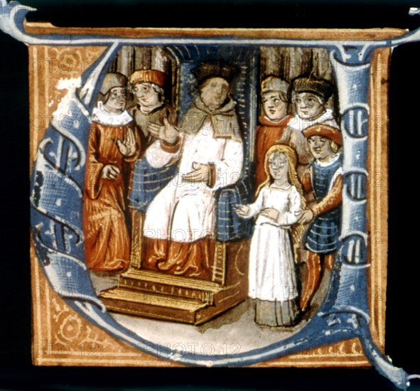 Anonymous Latin manuscript, Joan of Arc in front of her judges