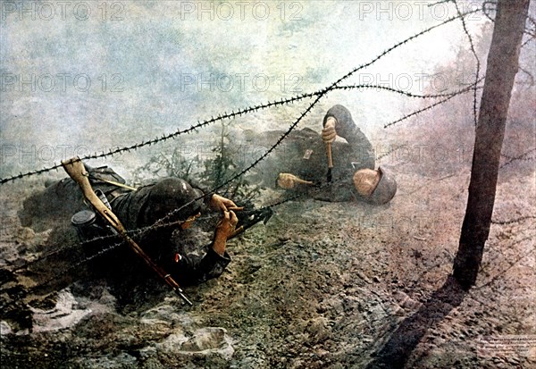 Sapeurs de la région d'Azerbaïdjan ouvrant un passage pour les troupes de choc allemandes, 1943