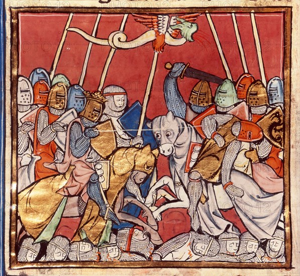 Miniature, King Arthur during a battle