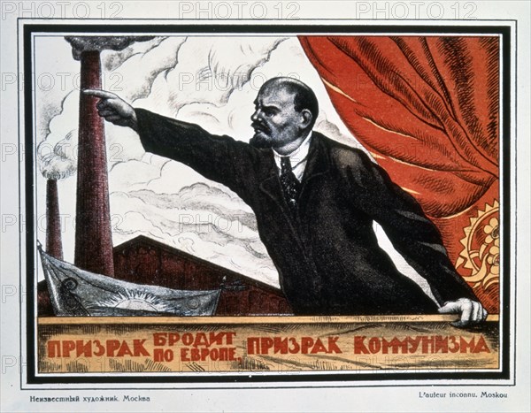 Propaganda poster, Lenin delivering a speech