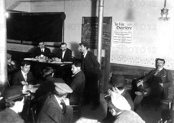 Meeting of the members of the magazine 'La Vie Ouvrière', created by Pierre Monatte