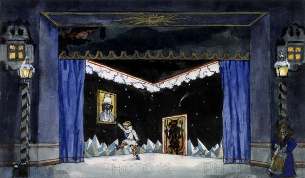Alexandre Benois, Sktech for a stage decoration for 'Petrouchka' by Stravinsky (1947)
