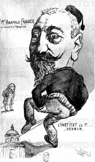Cartoon of Anatole France mocking the Institute