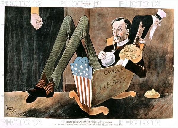 Satirical cartoon in 'The Verdict', about Rockfeller and the Standard Oil