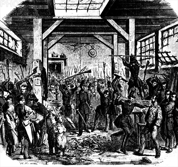 June 13, 1849: Men from the National Guard entering the Boute printing works which prints democratic newspapers