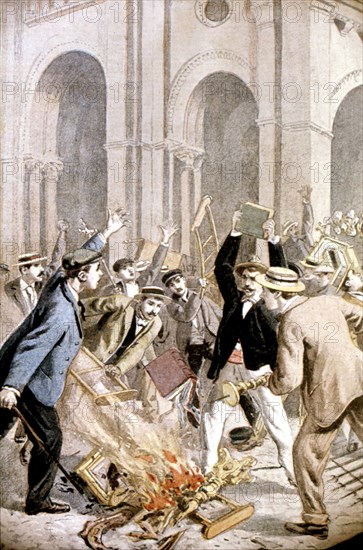 Riots in Paris. Looting of St. Joseph's church, 1899