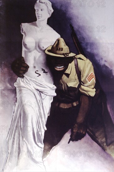 Fascist propaganda poster after the allied landing in Sicily, 1943
