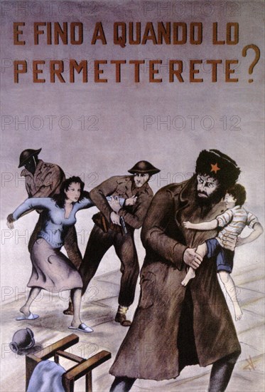 Affiche de propagande fasciste après le débarquement allié en Sicile
