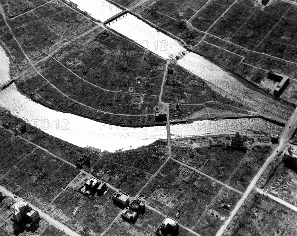 Hiroshima devastated by the atomic bomb launched on August 6, 1945