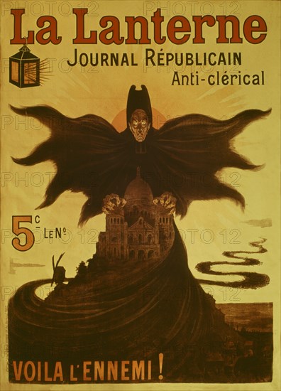 Affiche anticléricale, "La lanterne"