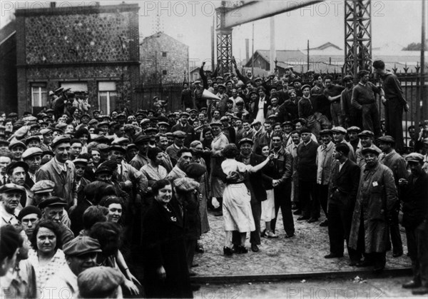 Strike in an automobile factory in the Lorraine region, France (1936)