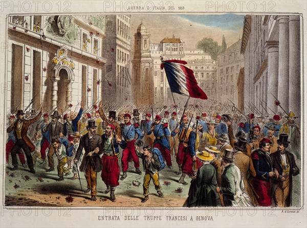 Italian unity. The French troops entering Genoa