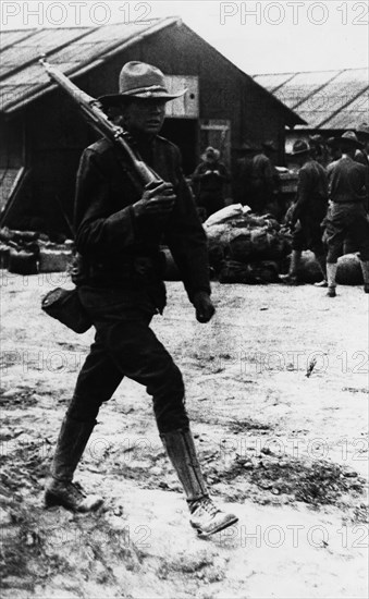 American soldiers in a camp in Saint Nazaire, France