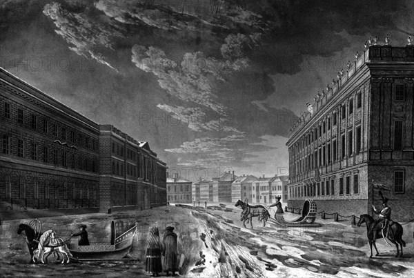 St. Petersburg, View of the Marble Palace in Millionaire Street (Millionnaïa oul.)