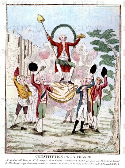 Constitution de la France. Le duc d'Orléans, Lafayette et Necker