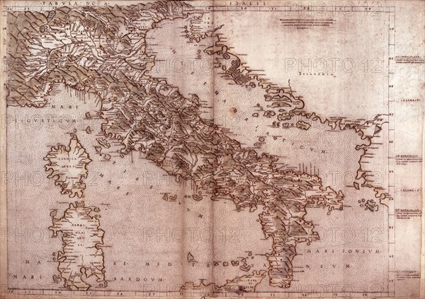 Claudius Ptolémée. Cosmographie de la carte d'Italie