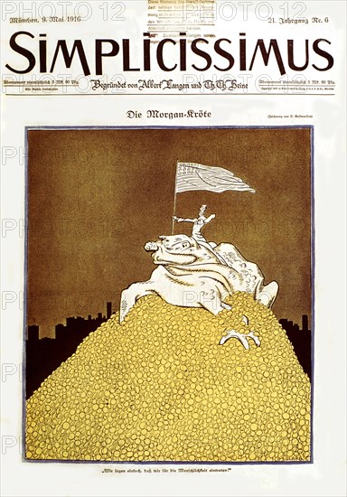Caricature de Gulbransson sur l'Amérique des banquiers