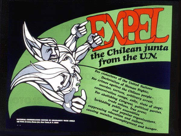Poster claiming: 'Expel the Chilean Junta from the U.N.'