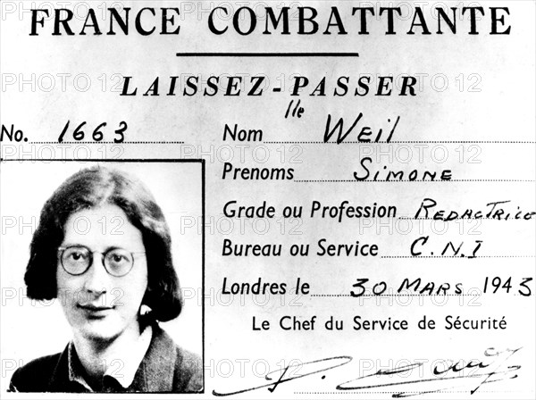 Simone Weil's pass (1909-1943)