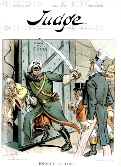 Caricature in "Judge" à propos des Etats-Unis et de la Chine (1904)