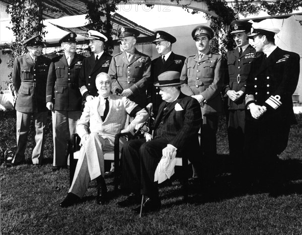 Casablanca conference, Roosevelt and Churchill. Behind President Roosevelt, General Marshall