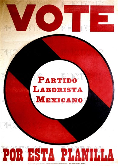 Poster of Mexican Labour Party calling to vote for his list of candidates (c.1930)