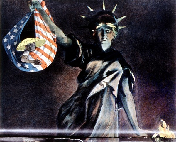 Intervention américaine, la statue de la liberté s'est emparée des Philippines (avril 1899)