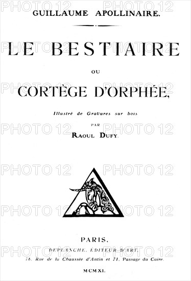 Work by Guillaume Apollinaire, "The Bestiary or cortège of Orpheus', frontispiece