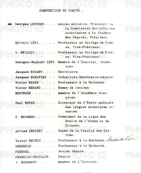 Composition du Comité français d'information et d'action auprès des juifs des pays neutres