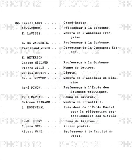 Composition du Comité français d'information et d'action auprès des juifs des pays neutres