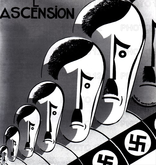 Satirical cartoon by Ralph Soupault in "Charivari": 'The rise of Hitler'