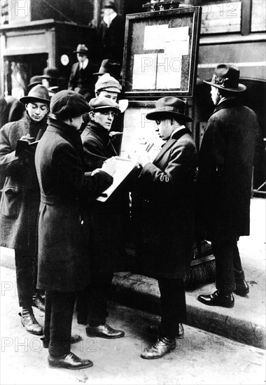 New York. Cours de la bourse à Wall Street, Curb market bulletin.