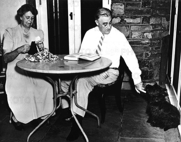President Roosevelt and his wife in their house at Hyde Park