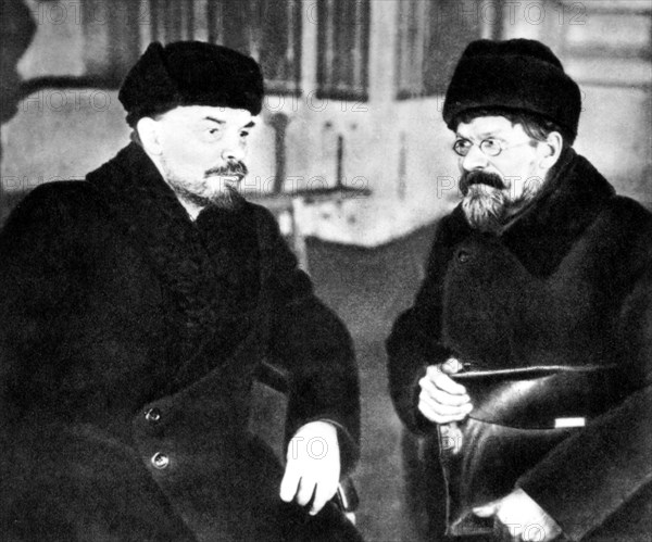 March 1st, 1920, Moscow. Lenin and Kalinin at the Trade Union's House during the sitting of the 1st All-Russia Congress of working Cossacks