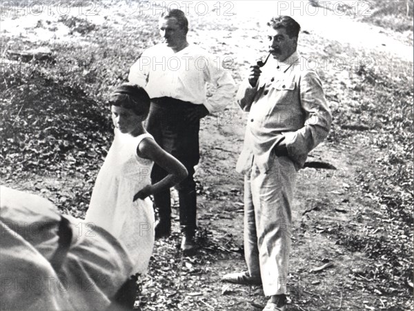 Stalin, Svetlana and Kirov in the countryside, 1934