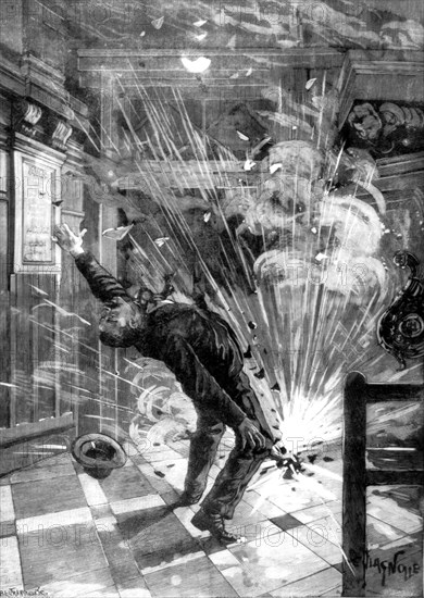 Attentat anarchiste à l'église de la Madeleine. Mort de l'auteur de l'attentat. Paris 1894.