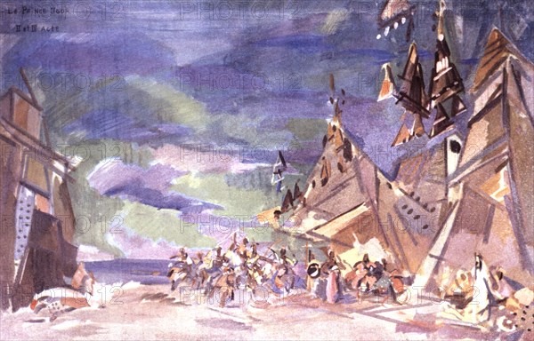 Le prince Igor, opéra de Borodine (1833-1887). Aquarelle de Korovine