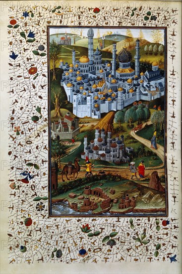 Miniature by Bertrandin de la Broquière: "Overseas journeys". Jerusalem, the Holy city.