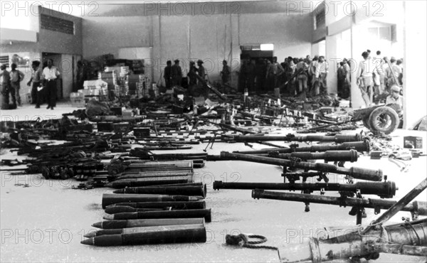 Landing at the Bay of Pigs. Partial view of the weapons taken to anti-Castroist mercenaries