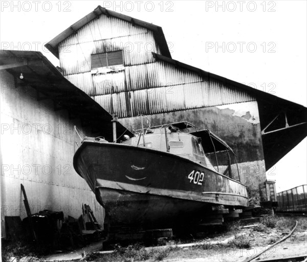 Landing at the Bay of Pigs. The one and only patrol boat on the Atlantic coast of Costa Rica. It was under repair in Puerto Limon during 9 months