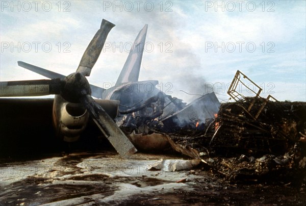 The Da-Nang base after the Vietcong attack with rockets