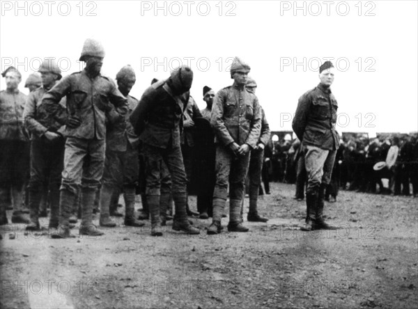 Winston Churchill (on the far r.) made prisoner by the Boers (1899)