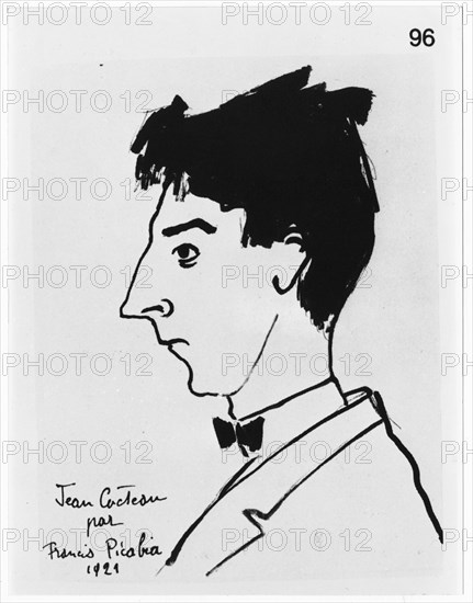 Dessin de Francis Picabia. Portrait de Jean Cocteau
