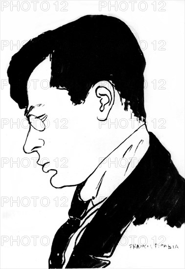 Drawing by Francis Picabia. Portrait of Tristan Tzara