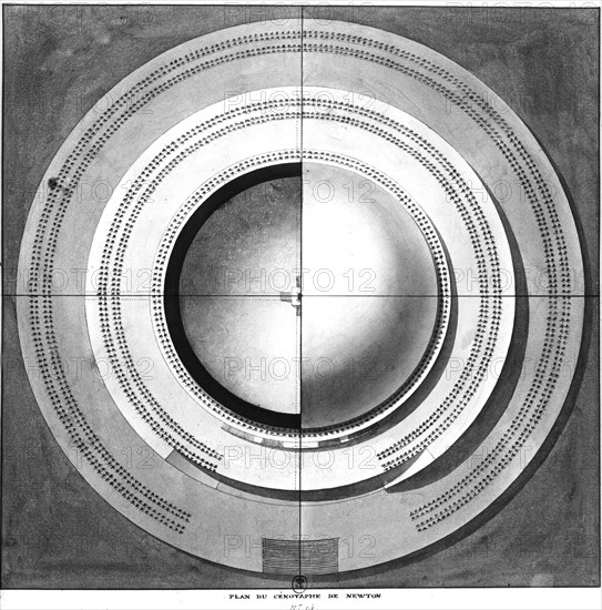 Etienne-Louis Boullée, plan du Cénotaphe de Newton