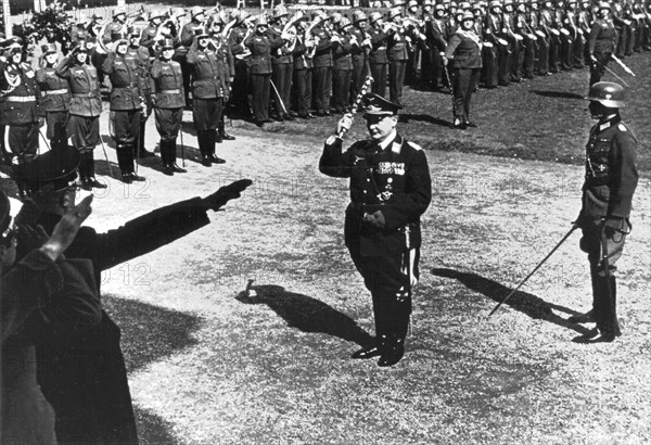 Hermann Göring, Commander-in-chief of the Luftwaffe, inspecting Austrian troops