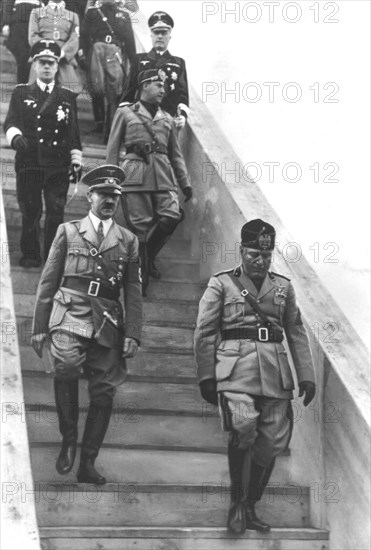 Hitler's visit in Italy. Hitler and Mussolini in Rome