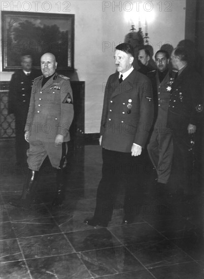 1942, Berlin. Hitler and Mussolini